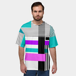 Футболка оверсайз мужская Геометрический узор в стиле пэчворк, цвет: 3D-принт — фото 2
