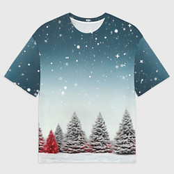 Футболка оверсайз мужская Волшебство зимней природы иней на деревьях, цвет: 3D-принт
