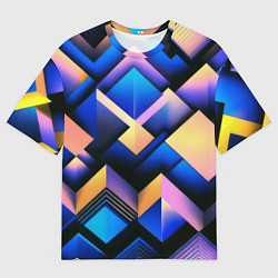 Мужская футболка оверсайз Неоновые абстрактные горы
