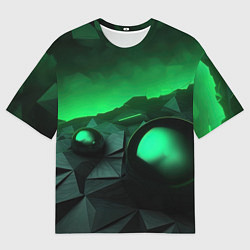 Мужская футболка оверсайз Асимметрия растительного узора