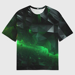 Мужская футболка оверсайз Асимметрия зеленого узора