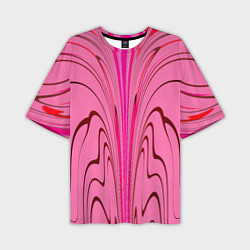 Мужская футболка оверсайз Плавные линии на розовом фоне