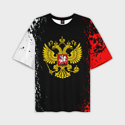 Мужская футболка оверсайз Россия герб краски