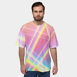 Футболка оверсайз мужская Хаотичные неоновые линии, цвет: 3D-принт — фото 2