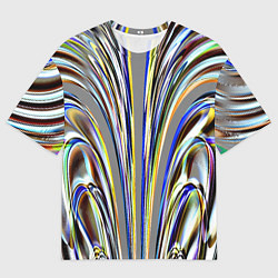 Футболка оверсайз мужская Струйчатый перламутровый узор, цвет: 3D-принт