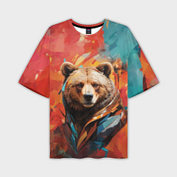 Мужская футболка оверсайз Праздничный медведь
