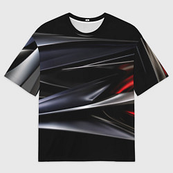 Футболка оверсайз мужская Black red abstract, цвет: 3D-принт