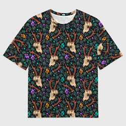 Мужская футболка оверсайз Череп с рогами