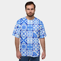 Футболка оверсайз мужская Голубая плитка из кухни, цвет: 3D-принт — фото 2