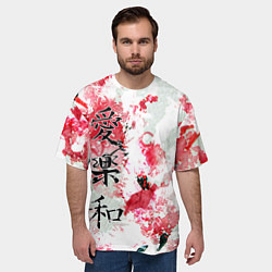 Футболка оверсайз мужская Японский стиль иероглифы, цвет: 3D-принт — фото 2