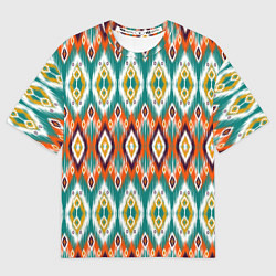 Футболка оверсайз мужская Орнамент икат - имитация аткласной ткани, цвет: 3D-принт