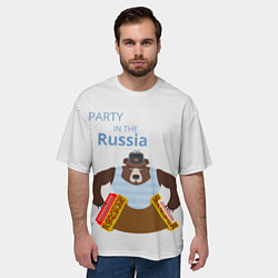 Футболка оверсайз мужская Вечеринка в России с медведем, цвет: 3D-принт — фото 2