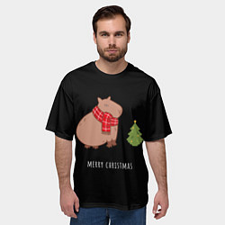 Футболка оверсайз мужская Капибара и ёлка, цвет: 3D-принт — фото 2