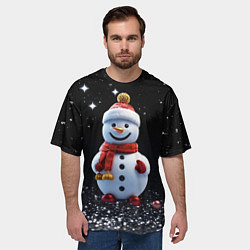 Футболка оверсайз мужская Милый снеговик на Рождество, цвет: 3D-принт — фото 2
