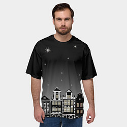 Футболка оверсайз мужская Ночной город и звездное небо, цвет: 3D-принт — фото 2