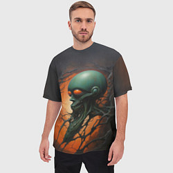 Футболка оверсайз мужская Страшный инопланетянин, цвет: 3D-принт — фото 2