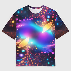 Мужская футболка оверсайз Абстрактный розово синий фрактал