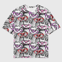 Футболка оверсайз мужская Совы в розовых очках, цвет: 3D-принт