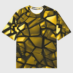 Мужская футболка оверсайз Золотые хромированные осколки