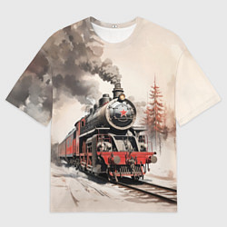 Мужская футболка оверсайз Паровоз со звездой
