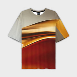 Мужская футболка оверсайз Бежевые и золотистые волны