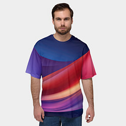 Футболка оверсайз мужская Абстрактные синие волны, цвет: 3D-принт — фото 2