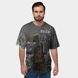 Футболка оверсайз мужская STALKER 2 одиночка с детектором, цвет: 3D-принт — фото 2