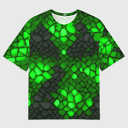 Футболка оверсайз мужская Зелёный трескающийся камень, цвет: 3D-принт