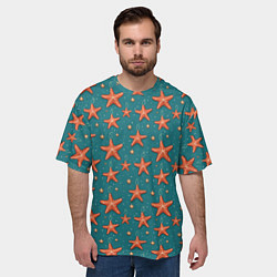 Футболка оверсайз мужская Морские звезды тоже хотят на ёлку, цвет: 3D-принт — фото 2