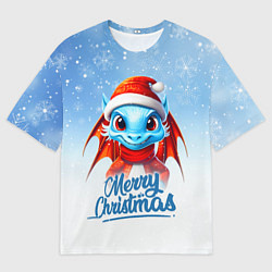 Мужская футболка оверсайз Веселый новогодний дракончик