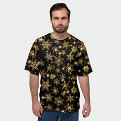 Футболка оверсайз мужская Россыпи золотых снежинок, цвет: 3D-принт — фото 2