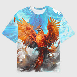 Мужская футболка оверсайз Птица феникс в огне