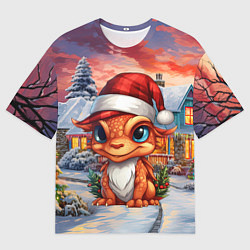 Мужская футболка оверсайз Символ нового 2024 года маленький дракон