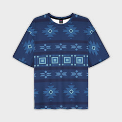 Мужская футболка оверсайз Blue tribal geometric