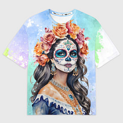Футболка оверсайз мужская Катрина калавера санта муерте, цвет: 3D-принт