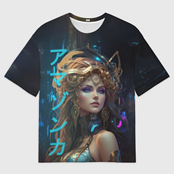 Мужская футболка оверсайз Футуристичкая амазонка