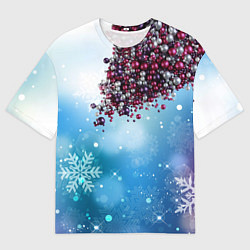 Мужская футболка оверсайз Цунами из новогодних шариков