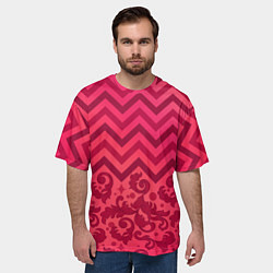Футболка оверсайз мужская Зигзаги и листья в стиле рококо, цвет: 3D-принт — фото 2