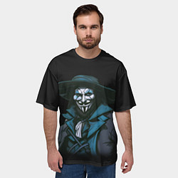 Футболка оверсайз мужская Гай фокс в синем, цвет: 3D-принт — фото 2