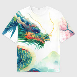 Футболка оверсайз мужская Japanese dragon - watercolor art, цвет: 3D-принт