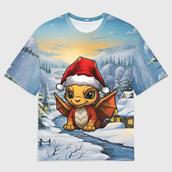 Футболка оверсайз мужская Дракоша 2024 новогодний символ года, цвет: 3D-принт