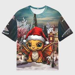 Мужская футболка оверсайз Дракоша 2024 новогодний символ года