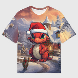 Мужская футболка оверсайз Дракоша 2024 новогодний символ года