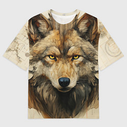 Мужская футболка оверсайз Волк в стиле диаграмм Давинчи
