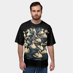 Футболка оверсайз мужская Утки в пруду, цвет: 3D-принт — фото 2