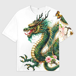 Мужская футболка оверсайз Японский дракон - ирезуми искусство