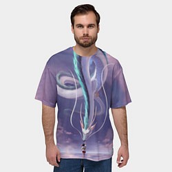 Футболка оверсайз мужская Унесенные призраками- дракон и девочка, цвет: 3D-принт — фото 2