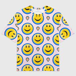 Футболка оверсайз мужская Смайлик и капля, цвет: 3D-принт