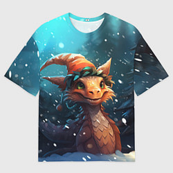 Футболка оверсайз мужская Дракон под снегом, цвет: 3D-принт