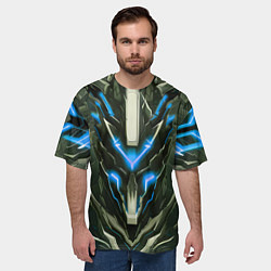 Футболка оверсайз мужская Синяя кибер броня, цвет: 3D-принт — фото 2